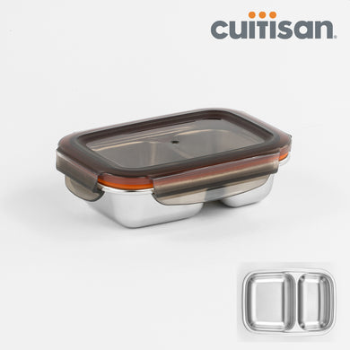 Partition Stainless Microwave-safe Lunch Box - Rectangle No. 2 (370ml)