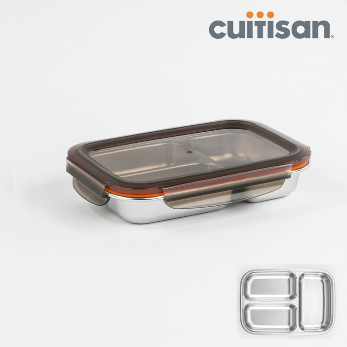 Partition Stainless Microwave-safe Lunch Box - Rectangle No. 3-1 (560ml)