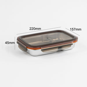 Partition Stainless Microwave-safe Lunch Box - Rectangle No. 3-1 (560ml)