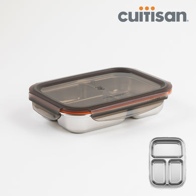 Partition Stainless Microwave-safe Lunch Box - Rectangle No. 4-1 (900ml)